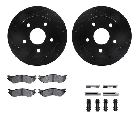 DYNAMIC FRICTION CO 8512-40067, Rotors-Drilled and Slotted-Black w/ 5000 Advanced Brake Pads incl. Hardware, Zinc Coated 8512-40067